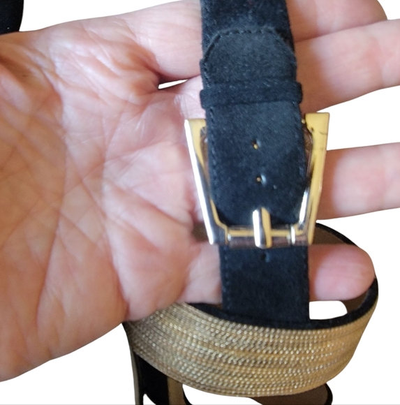 Botiker Black Suede And Metalic Gold Strapy Sandal Pumps - Picture 9 of 11